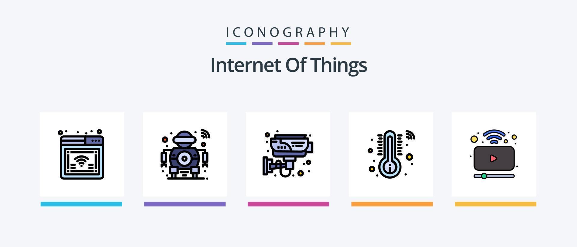 internet van dingen lijn gevulde 5 icoon pak inclusief internetten. slim. fabriek. huis. kabeltelevisie. creatief pictogrammen ontwerp vector