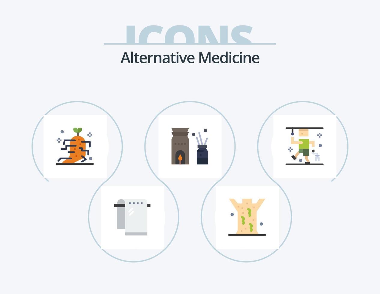 alternatief geneeskunde vlak icoon pak 5 icoon ontwerp. ziekenhuis. geur. medicijn. kom tot rust. aromatherapie vector