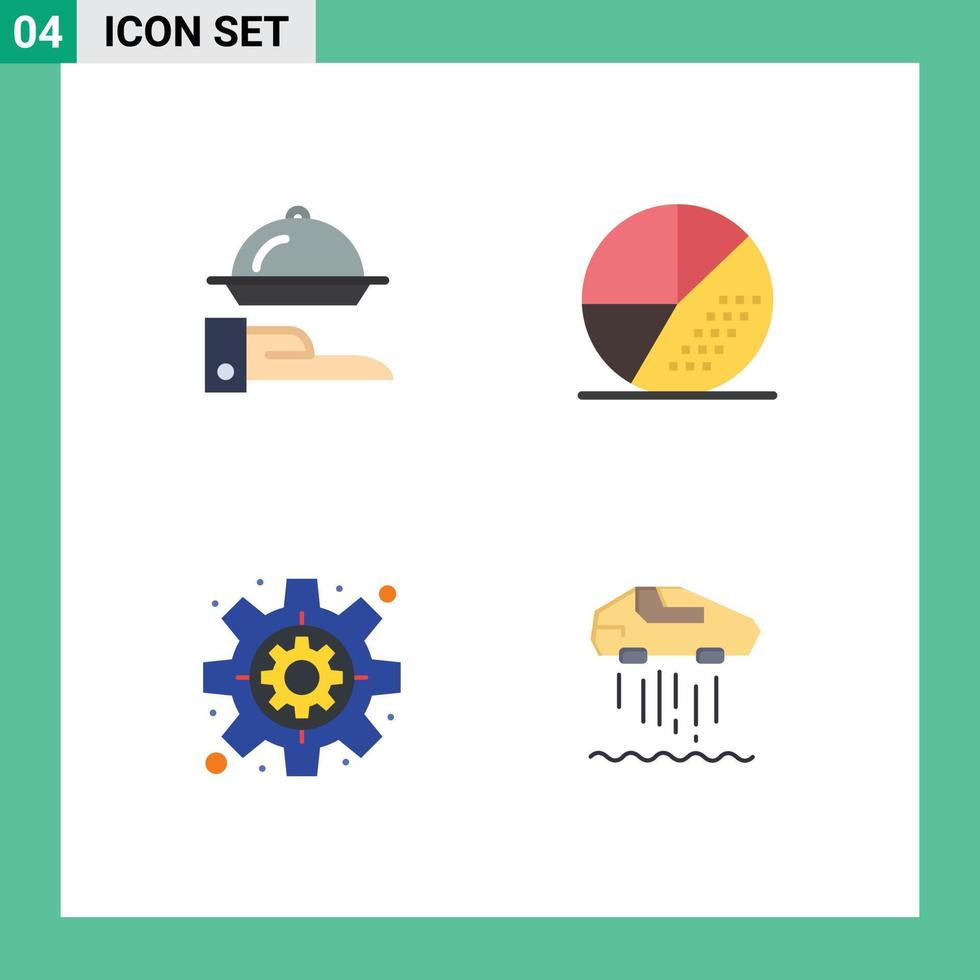 4 thematisch vector vlak pictogrammen en bewerkbare symbolen van voedsel bedrijf portie optimalisatie instellingen bewerkbare vector ontwerp elementen