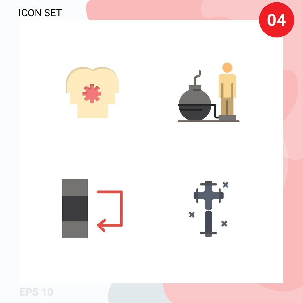 reeks van 4 reclame vlak pictogrammen pak voor hersenen gegevens instelling modern viering bewerkbare vector ontwerp elementen