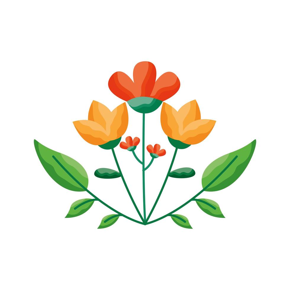 geïsoleerde bloemen met het ontwerp van het bladerenornament vector