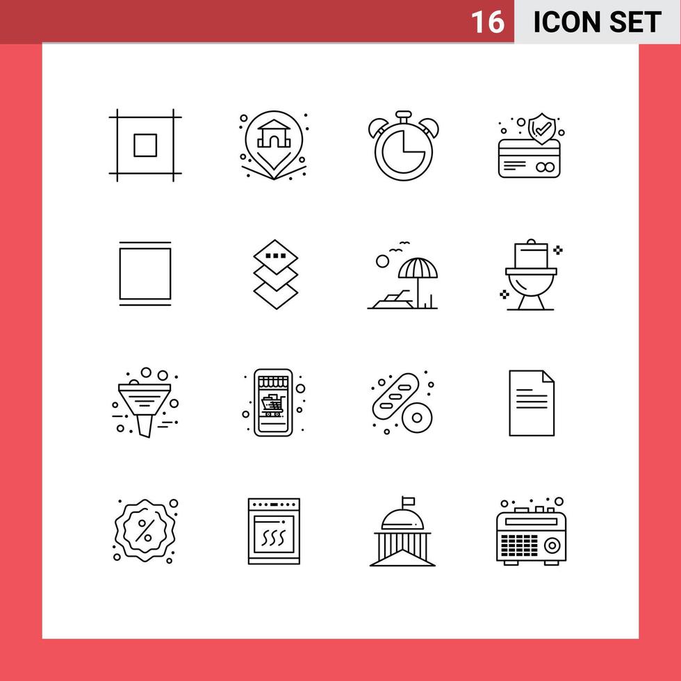 16 universeel schets tekens symbolen van tijdlijn instagram klok galerij kaart bescherming bewerkbare vector ontwerp elementen
