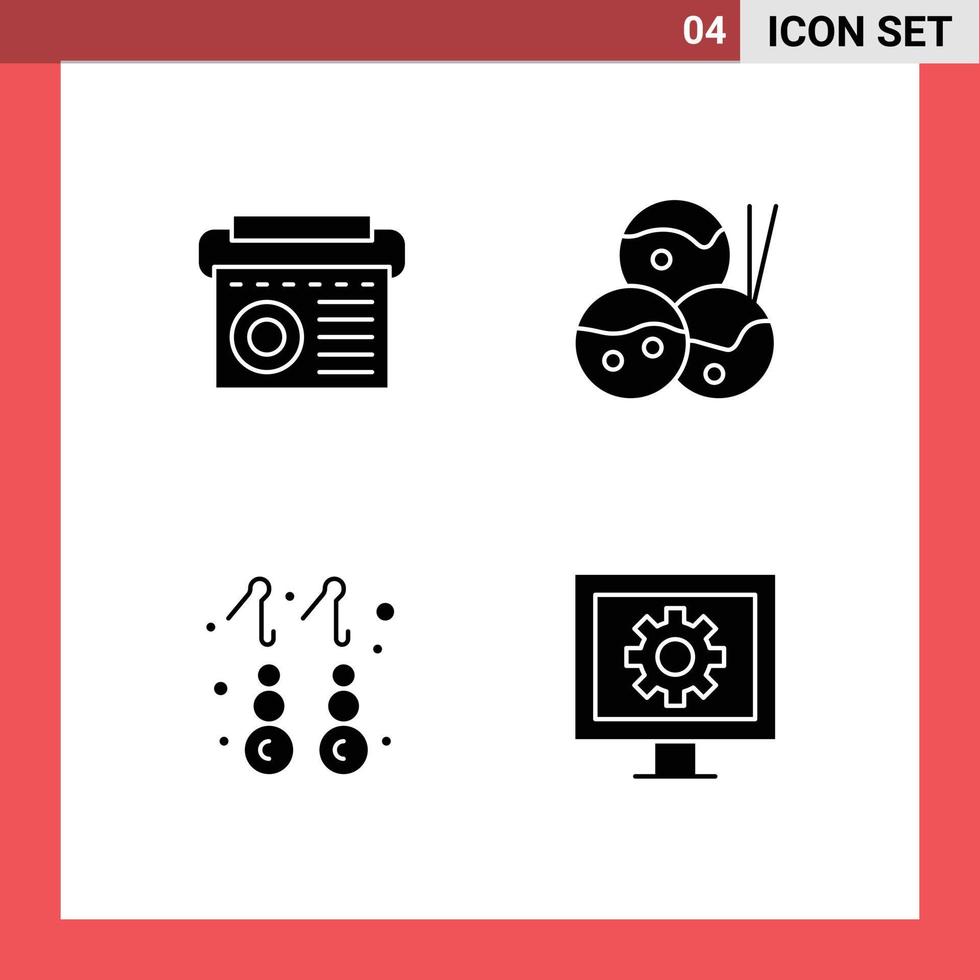 voorraad vector icoon pak van 4 lijn tekens en symbolen voor apparaat goud radio takoyaki controle bewerkbare vector ontwerp elementen