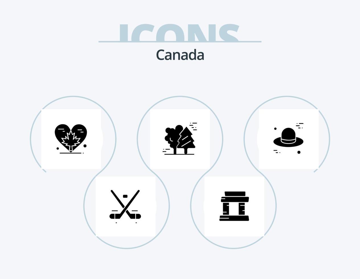 Canada glyph icoon pak 5 icoon ontwerp. Scandinavië. Canada. hart. arctisch. blad vector
