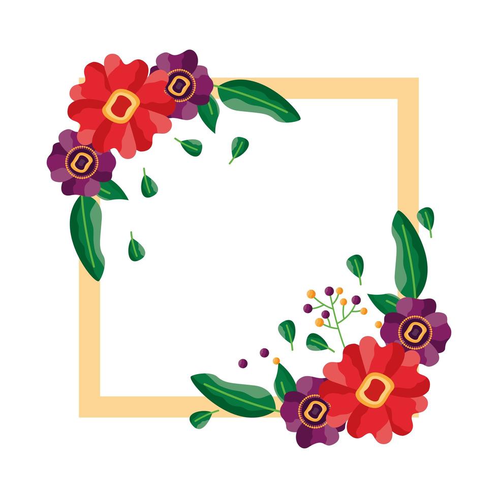 geïsoleerde bloemen frame vector ontwerp