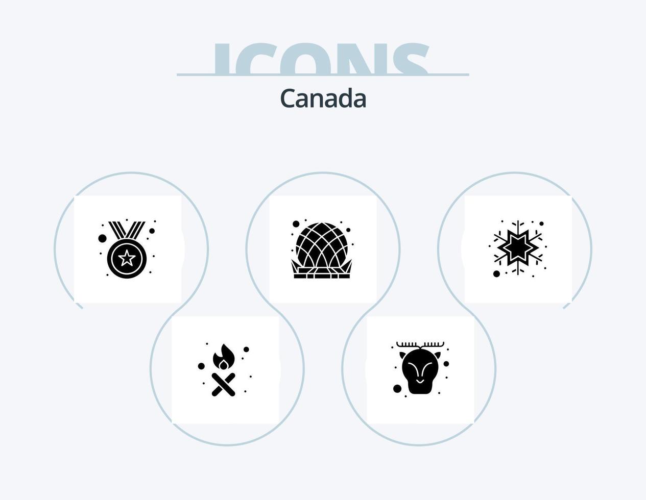 Canada glyph icoon pak 5 icoon ontwerp. sneeuw. koepel. kenteken. stad. gebouw vector