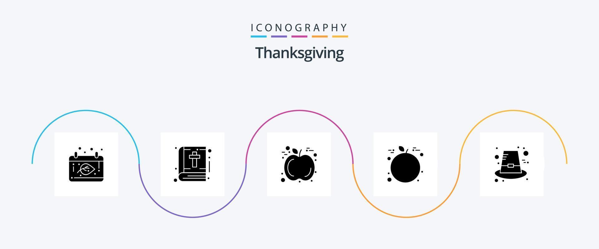 dankzegging glyph 5 icoon pak inclusief dankzegging. hoed. appel. herfst. oranje vector