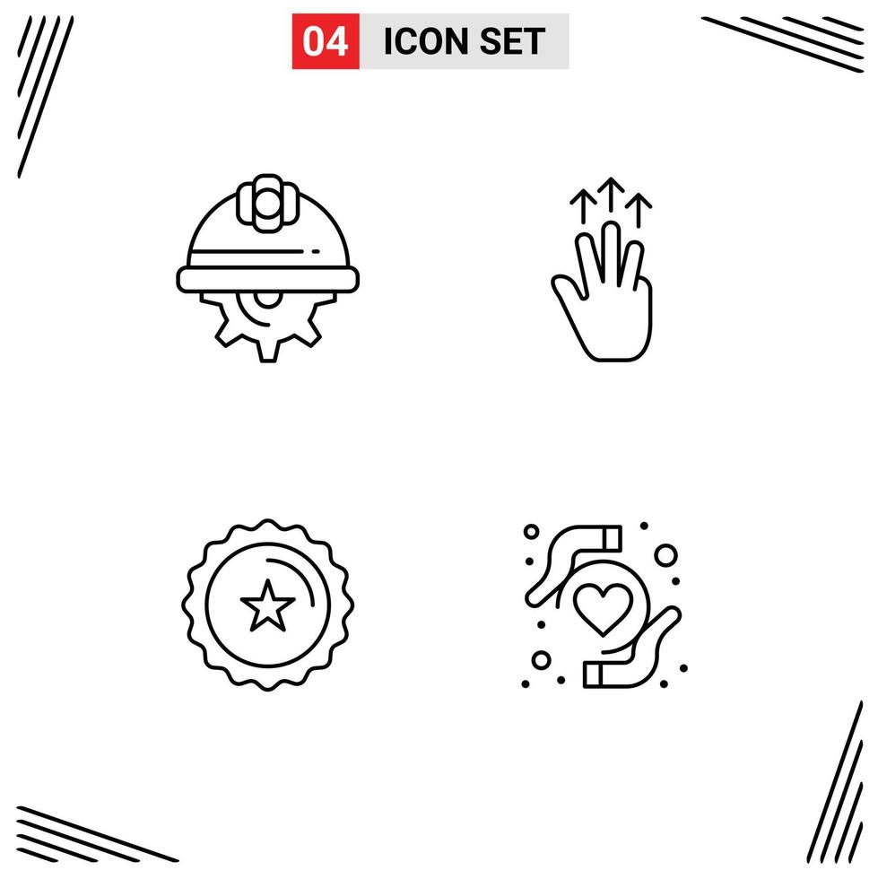 voorraad vector icoon pak van 4 lijn tekens en symbolen voor pet tintje arbeid hand- korting bewerkbare vector ontwerp elementen