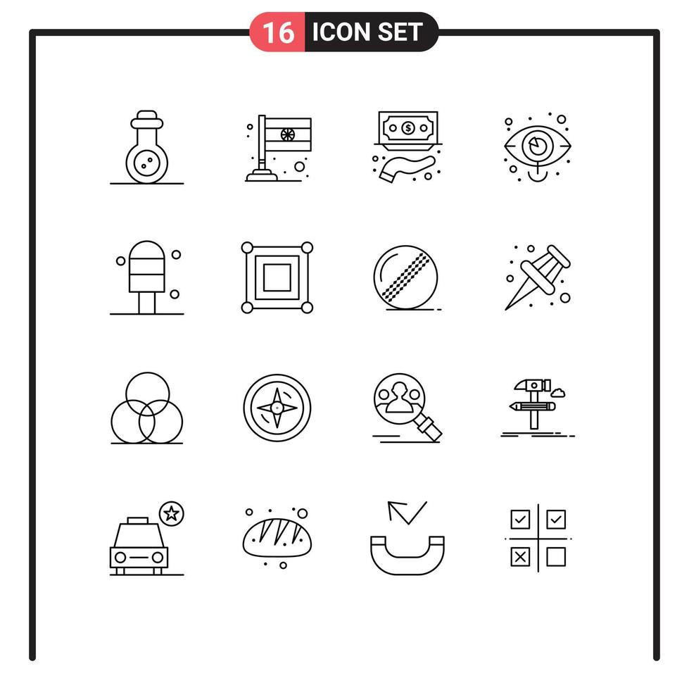 schets pak van 16 universeel symbolen van ijs visie fondsen afzet oog bewerkbare vector ontwerp elementen