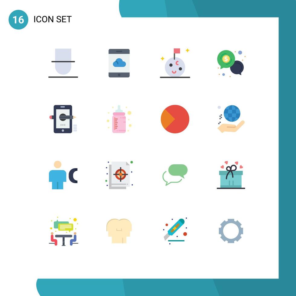 reeks van 16 modern ui pictogrammen symbolen tekens voor heer ruimte gebruiker smartphone contant geld bewerkbare pak van creatief vector ontwerp elementen