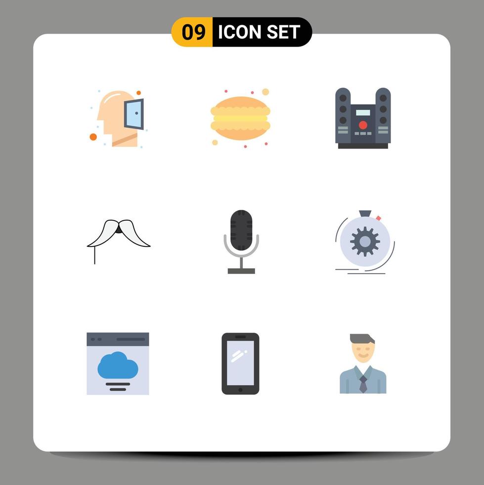 voorraad vector icoon pak van 9 lijn tekens en symbolen voor audio mannetje bioscoop movember snor bewerkbare vector ontwerp elementen