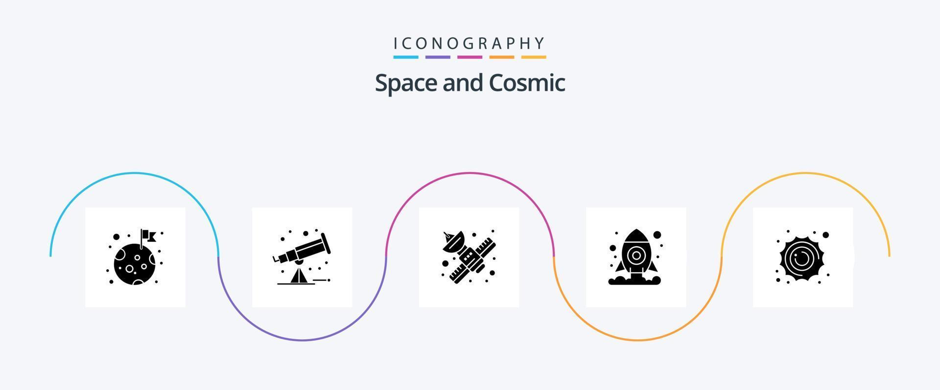 ruimte glyph 5 icoon pak inclusief planeet. zon. media. ruimte. kosmos vector