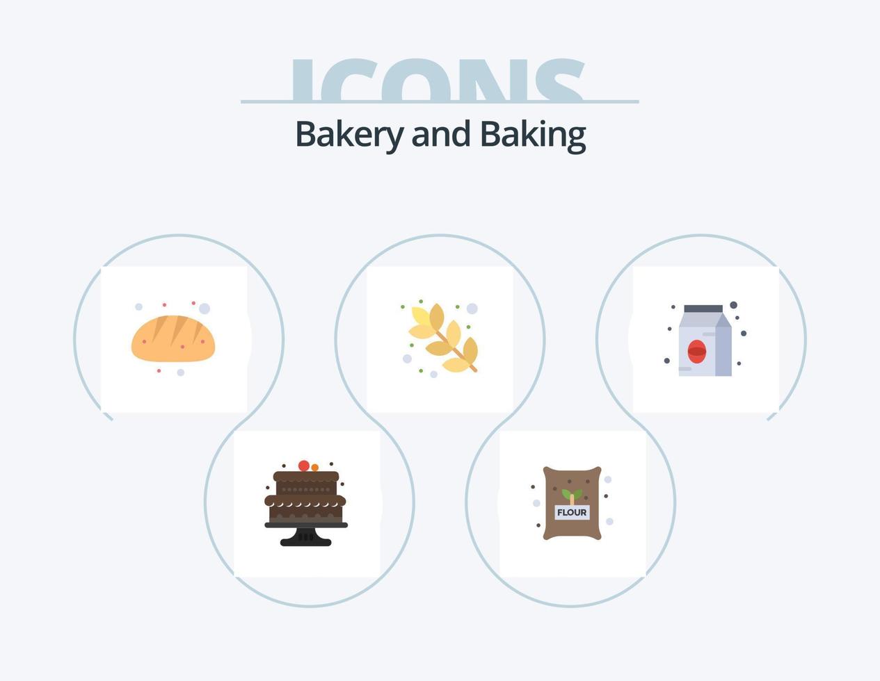bakken vlak icoon pak 5 icoon ontwerp. voedsel. Boon. bakkerij. meel. bakken vector