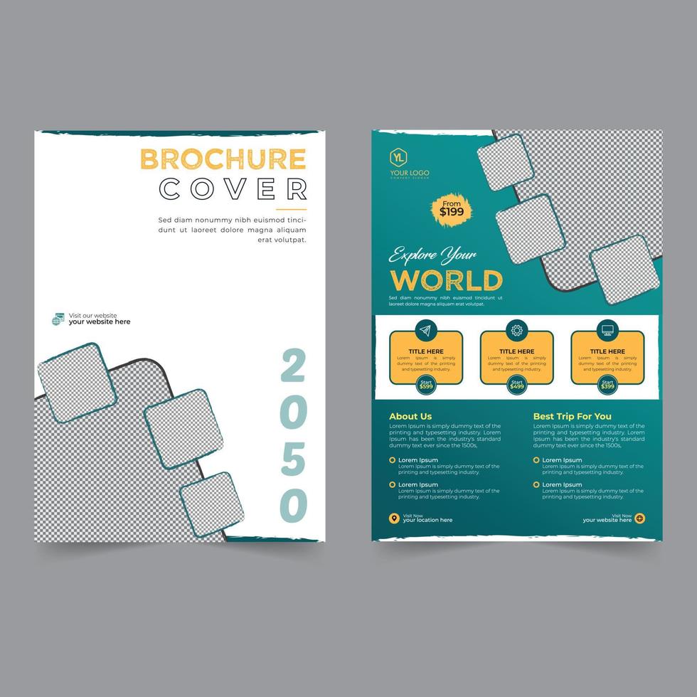 reizen folder en brochure Hoes ontwerp bedrijf folder sjabloon meetkundig vorm poster ontwerp tijdschrift achtergrond ruimte voor foto vector