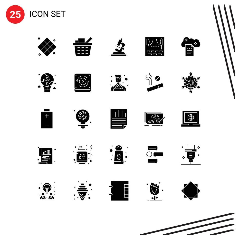 reeks van 25 modern ui pictogrammen symbolen tekens voor digitaal opslagruimte theater laboratorium partij viering bewerkbare vector ontwerp elementen