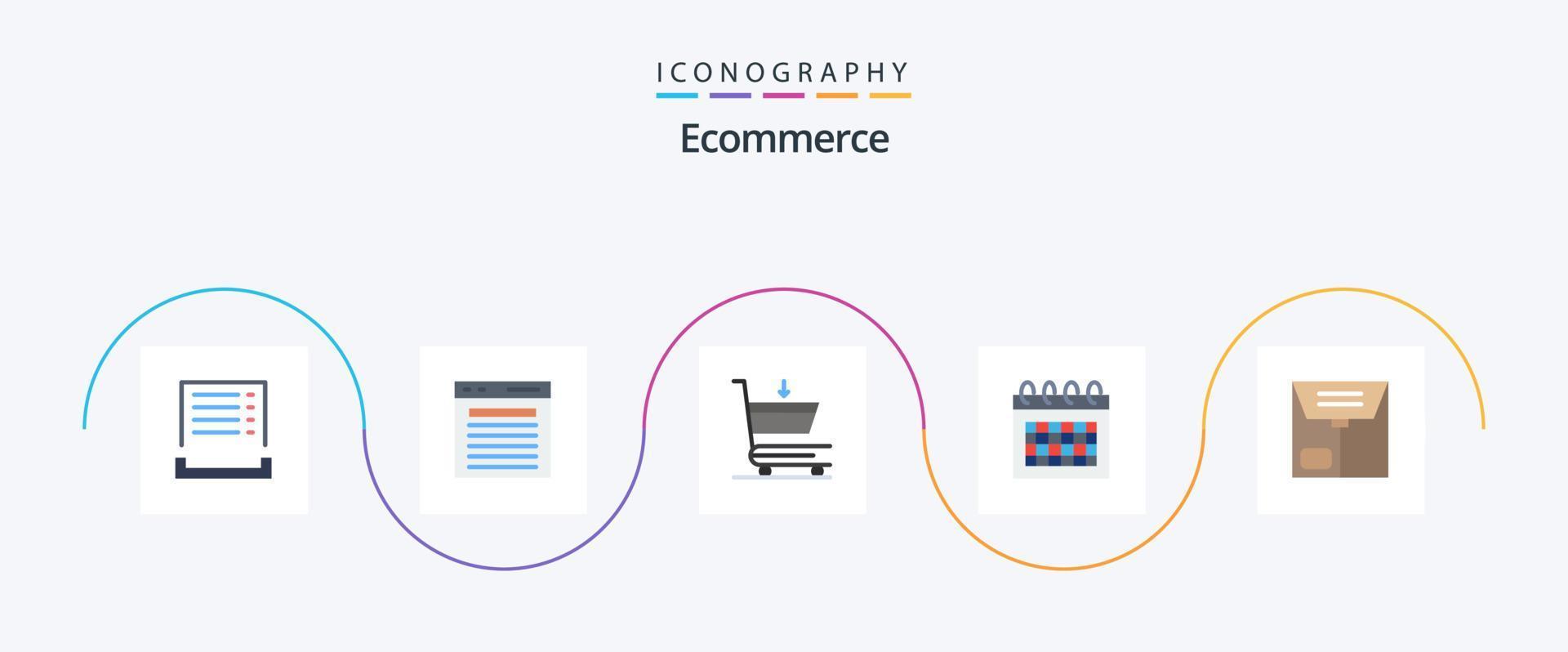 ecommerce vlak 5 icoon pak inclusief e. tijd. website. schema. kalender vector