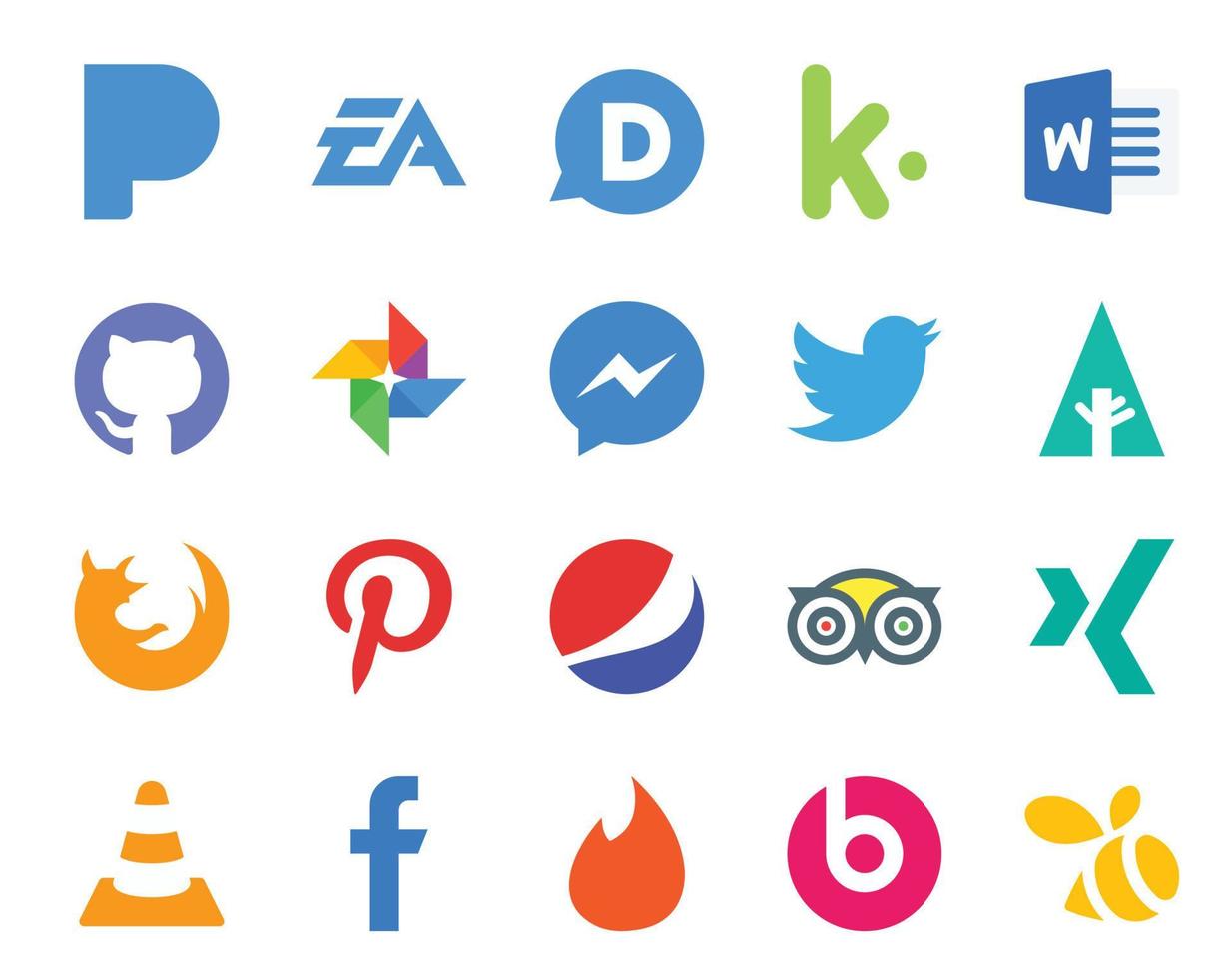 20 sociaal media icoon pak inclusief tripadvisor pinterest foto browser eerste vector