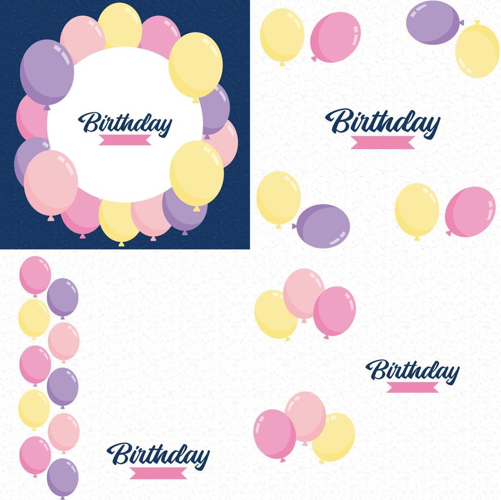 gelukkig verjaardag tekst met een schoolbord-stijl achtergrond en hand getekend elementen zo net zo slingers en ballonnen. vector