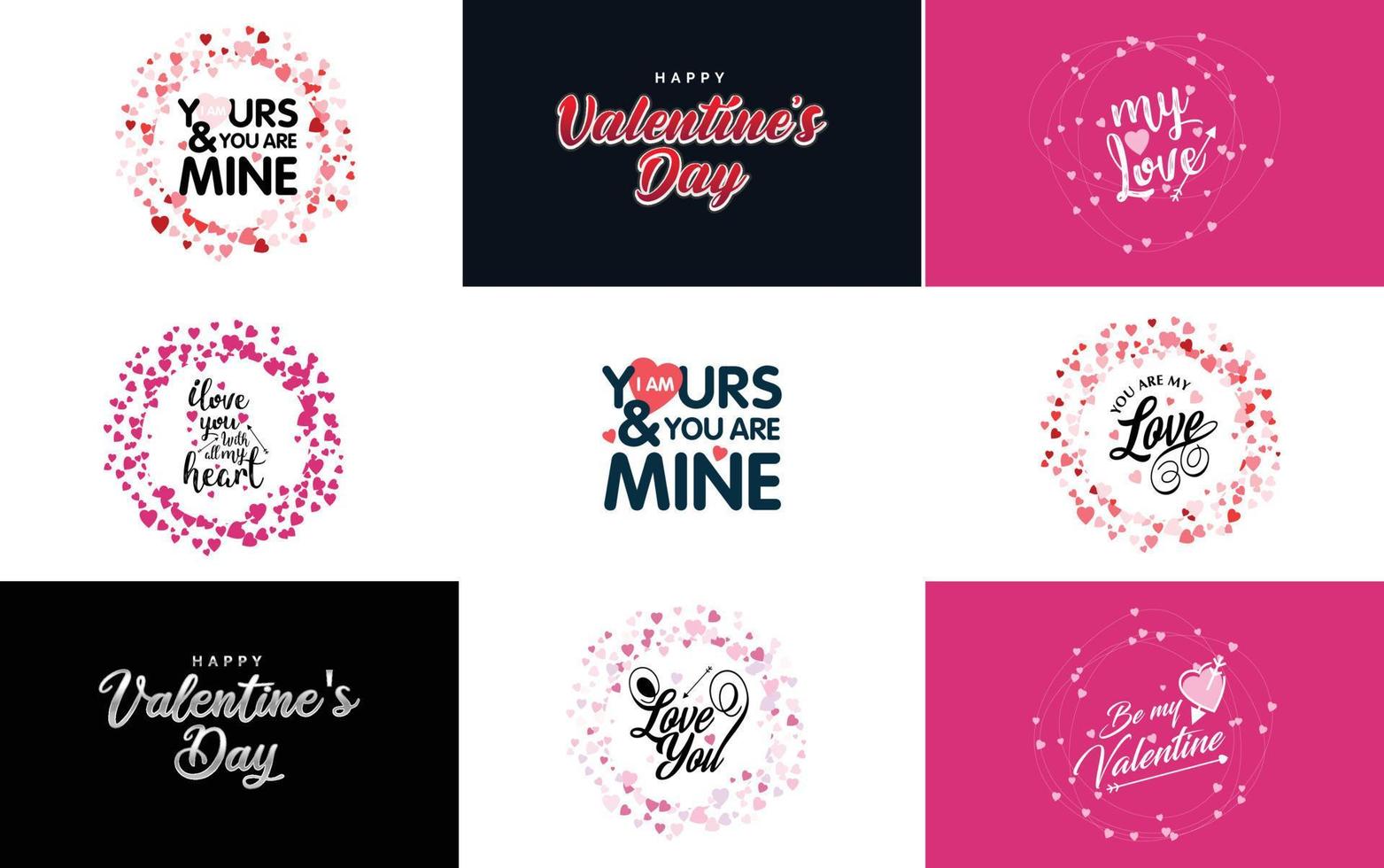 gelukkig Valentijnsdag dag groet kaart sjabloon met een romantisch thema en een rood en roze kleur regeling vector