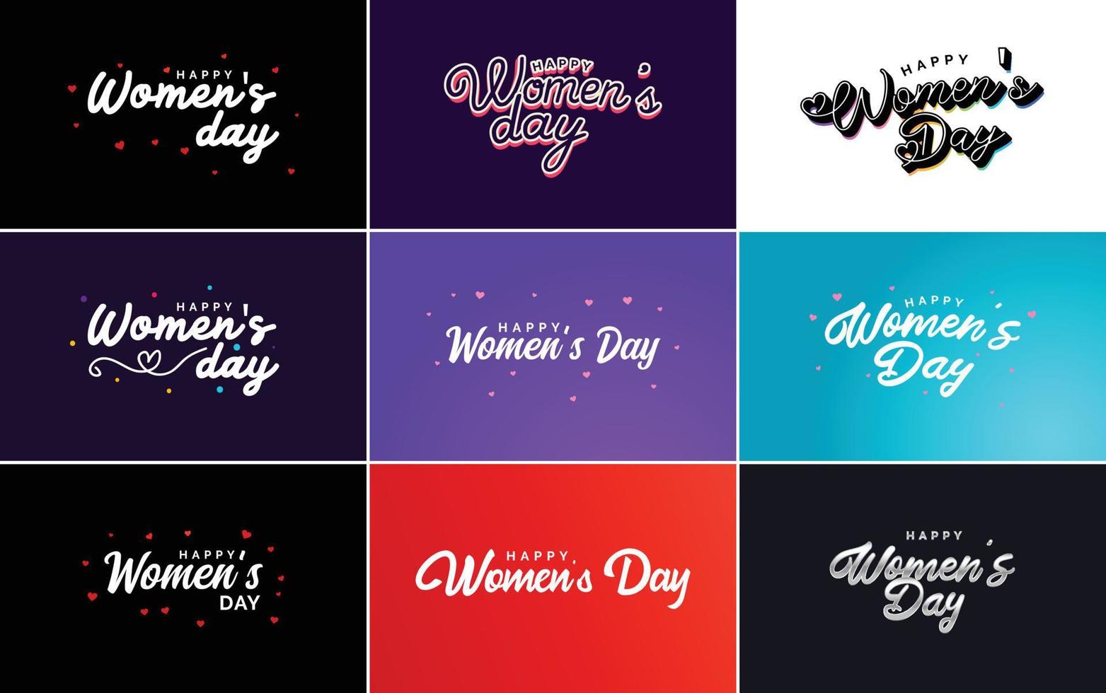 roze gelukkig vrouwen dag typografisch ontwerp elementen reeks voor groet kaarten vector