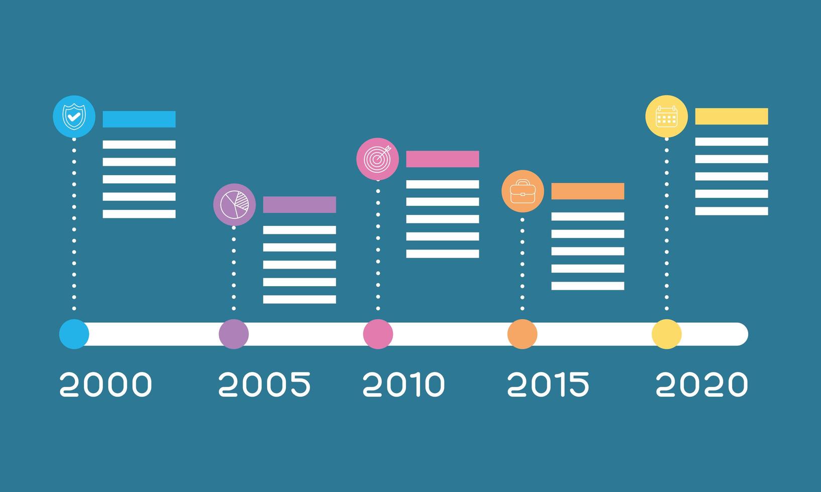 zakelijke infographic met jaren pictogrammen vector