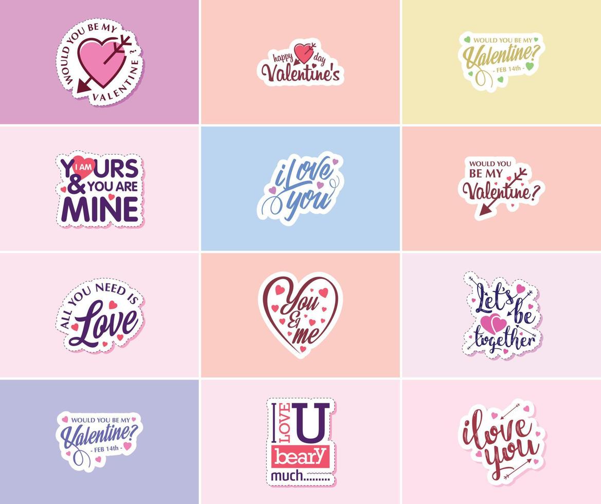 vieren de macht van liefde Aan Valentijnsdag dag stickers vector