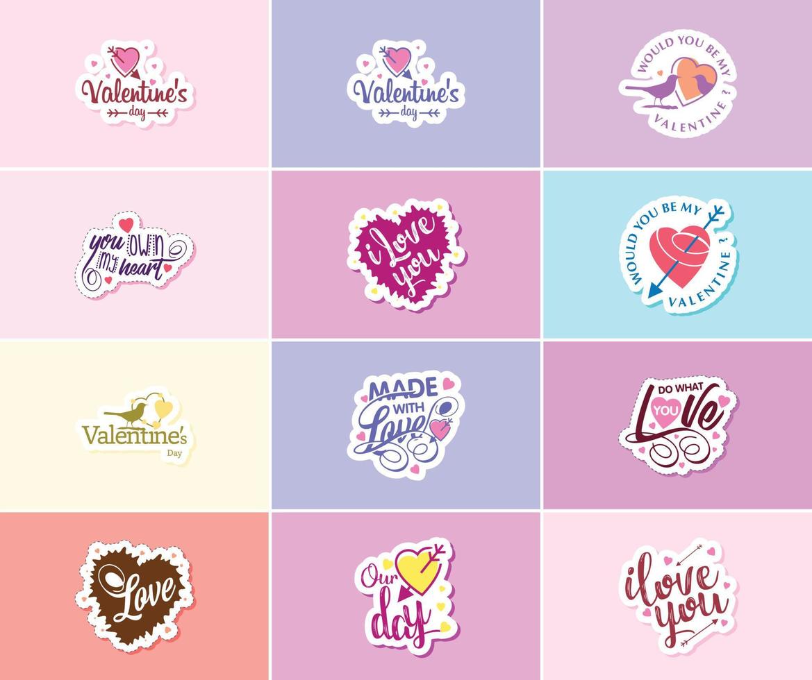 Valentijnsdag dag grafiek stickers naar delen uw liefde en genegenheid vector