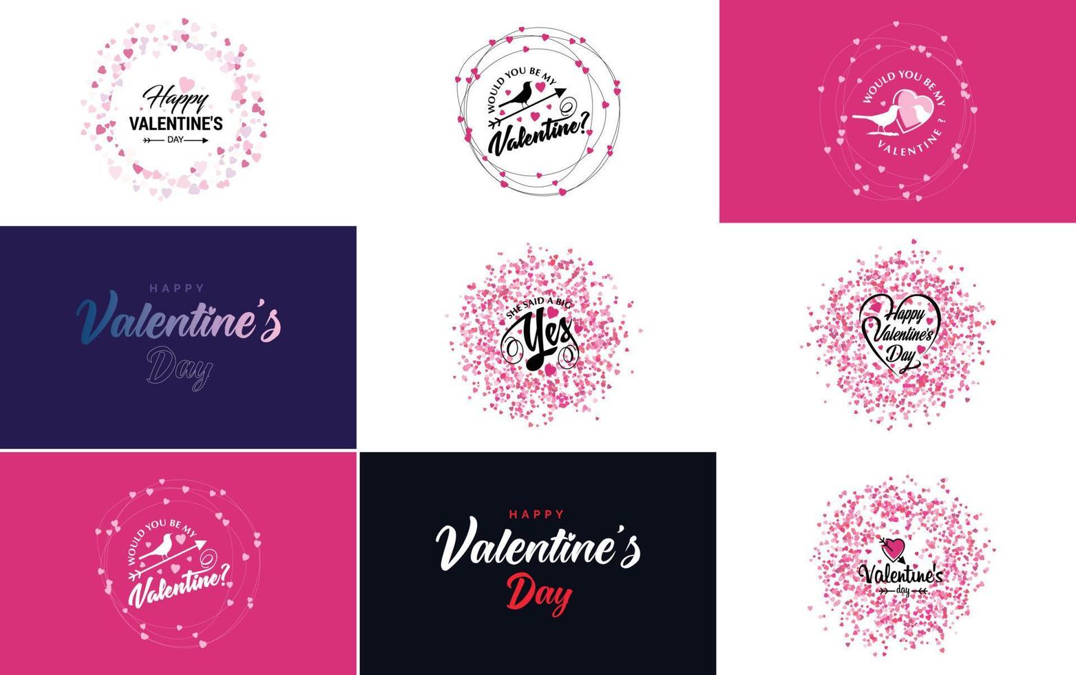 gelukkig Valentijnsdag dag groet kaart sjabloon met een bloemen thema en een rood en roze kleur regeling vector