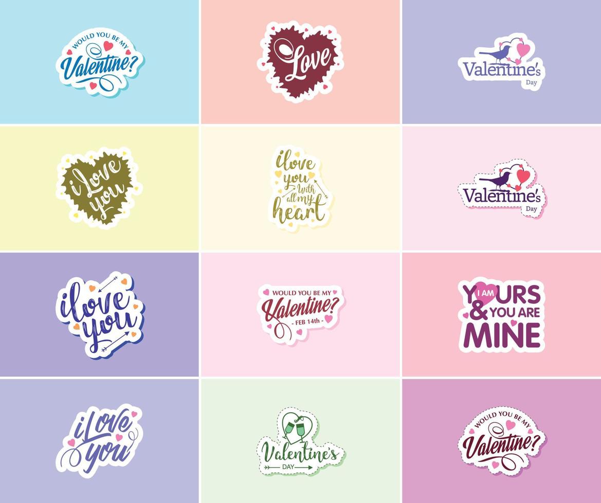 gezegde ik liefde u met mooi Valentijnsdag dag ontwerp stickers vector