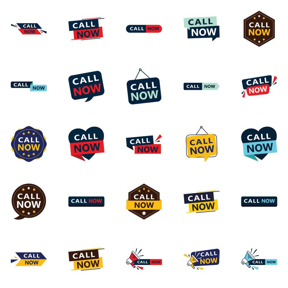 25 professioneel typografisch ontwerpen voor bemoedigend oproepen telefoontje nu vector