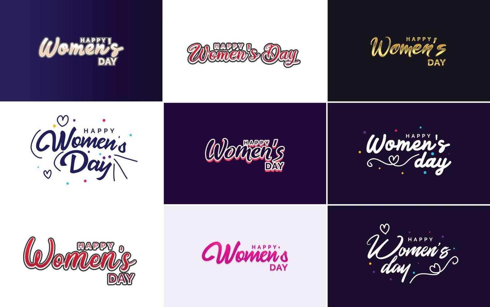 maart 8e typografisch ontwerp reeks met gelukkig vrouwen dag tekst vector