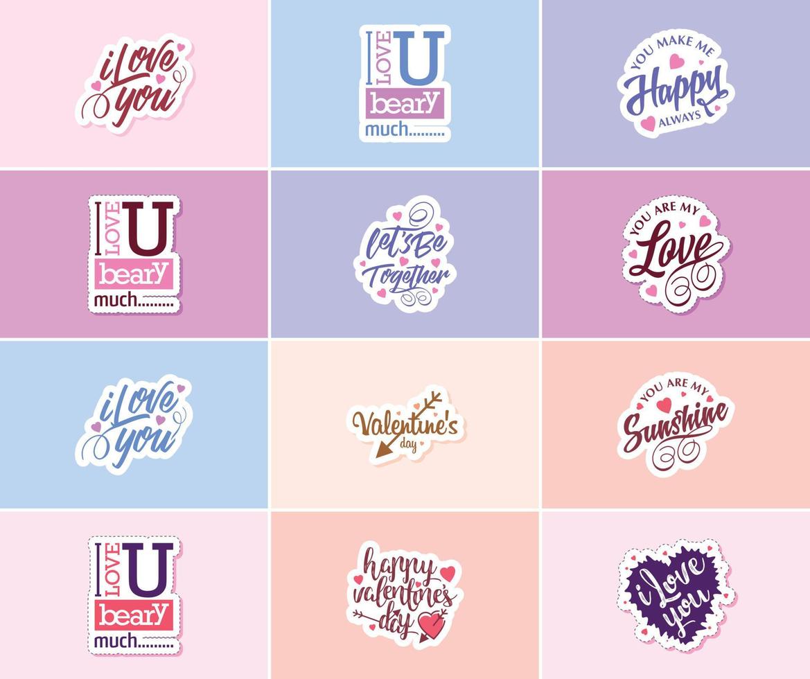 uitdrukken uw liefde met Valentijnsdag dag typografie en grafiek stickers vector