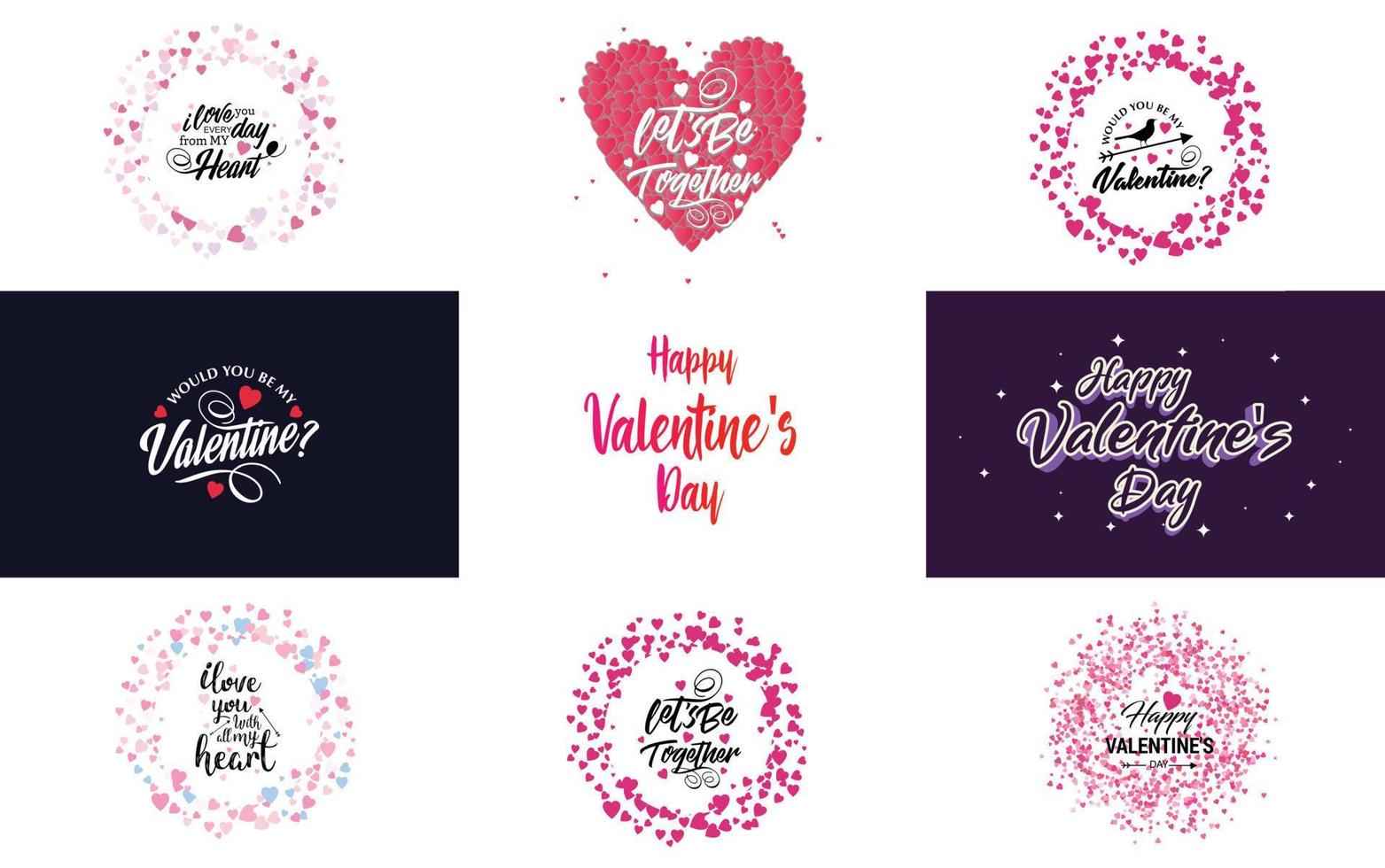 gelukkig Valentijnsdag dag typografie ontwerp met een hartvormig krans en een helling kleur regeling vector