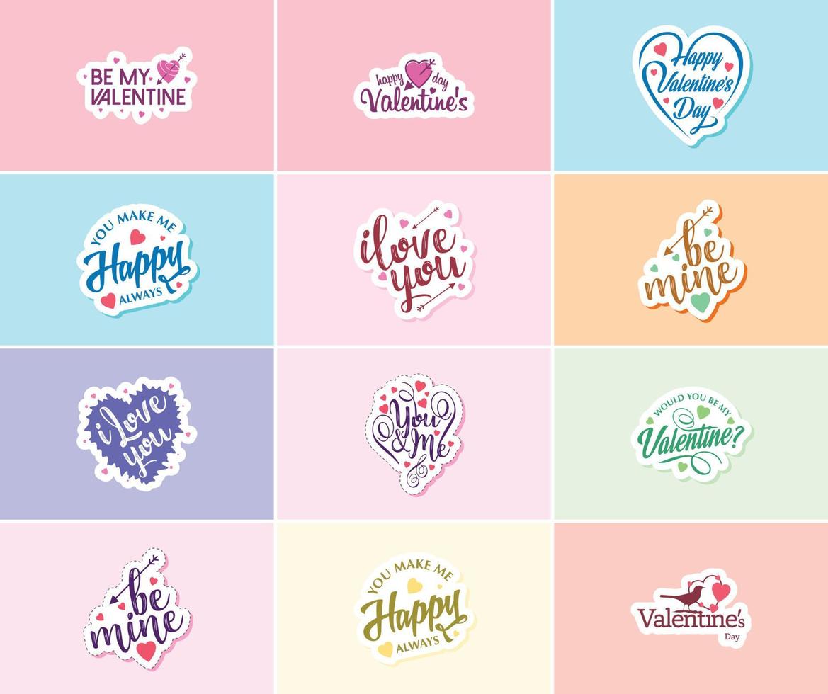 gezegde ik liefde u met Valentijnsdag dag typografie stickers vector