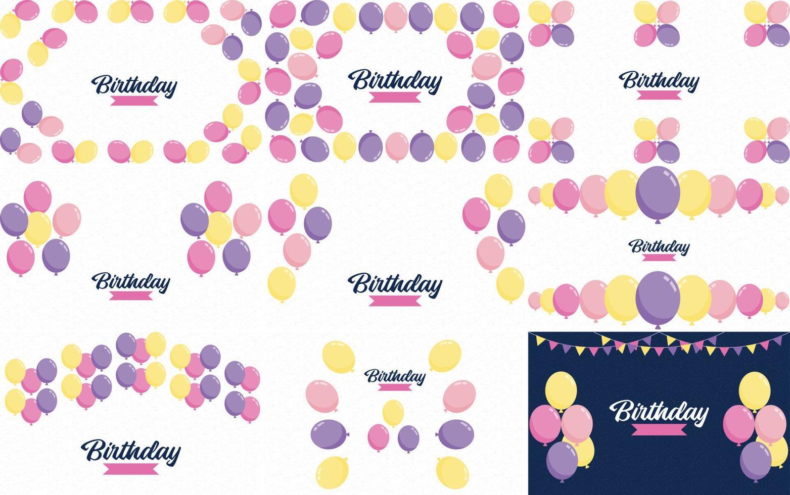 vector illustratie van een fijne verjaardag viering achtergrond met ballonnen. spandoek. en confetti voor groet kaarten