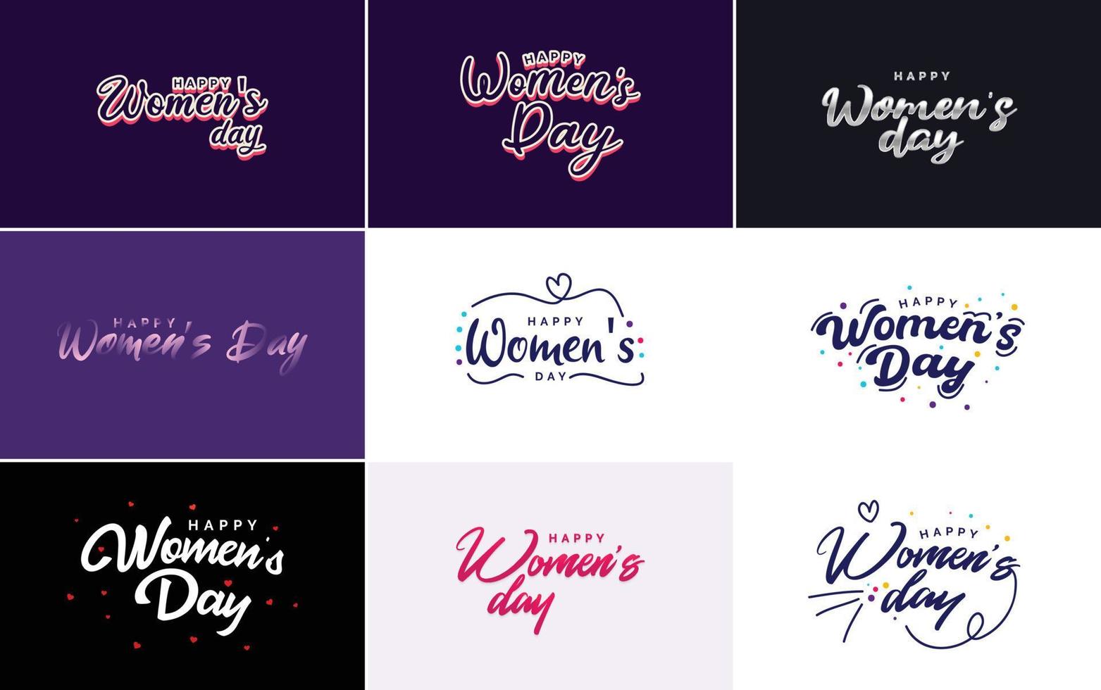 roze gelukkig vrouwen dag typografisch ontwerp elementen reeks voor groet kaarten vector