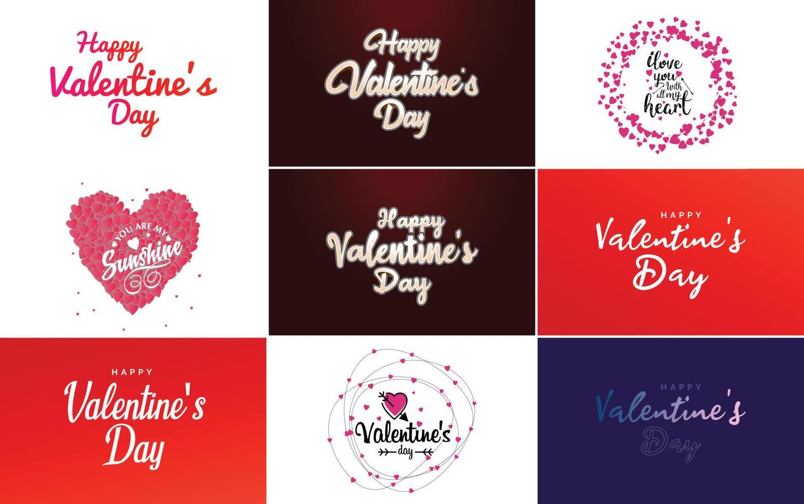 gelukkig Valentijnsdag dag typografie ontwerp met een hartvormig ballon en een helling kleur regeling vector