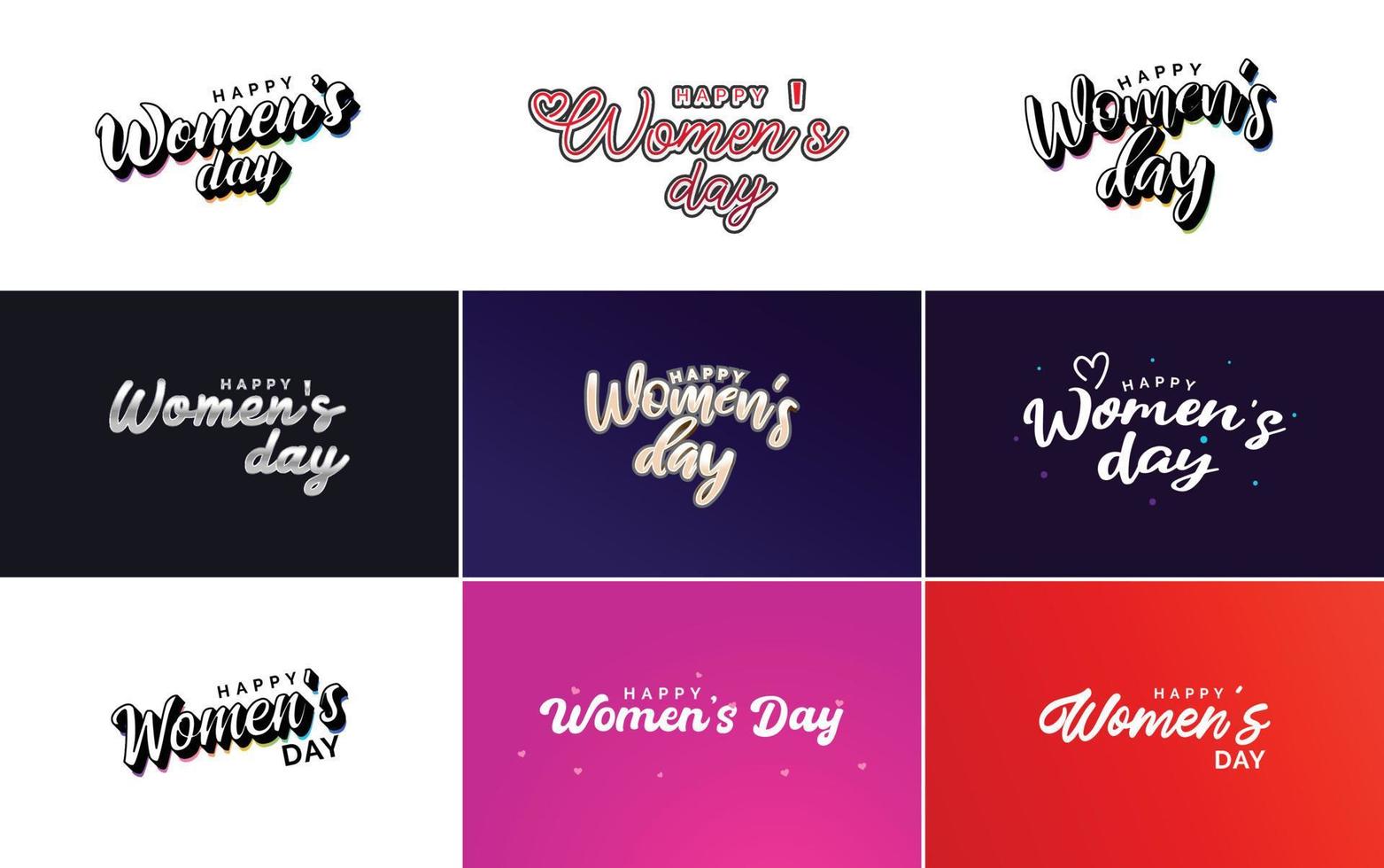 maart 8 typografisch ontwerp reeks met gelukkig vrouwen dag tekst vector