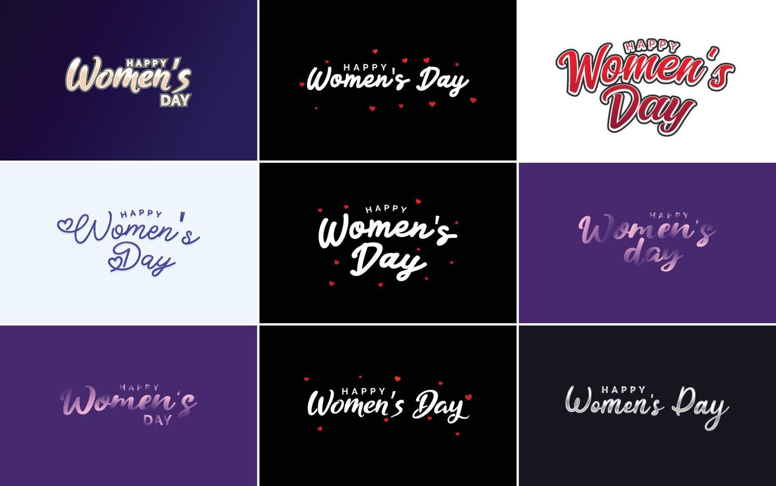 reeks van Internationale vrouwen dag kaarten met een logo vector