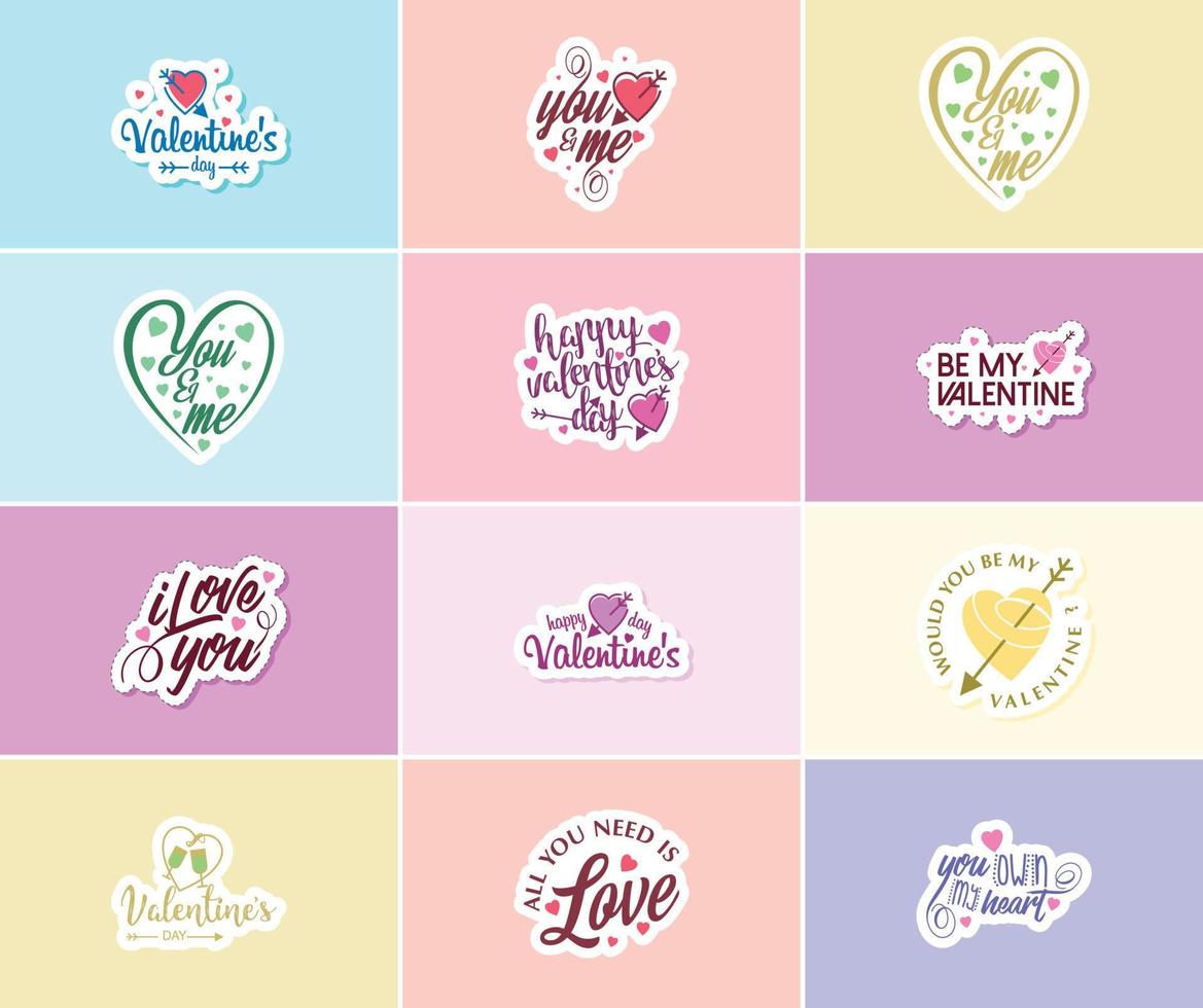vieren de macht van liefde Aan Valentijnsdag dag met mooi ontwerp stickers vector