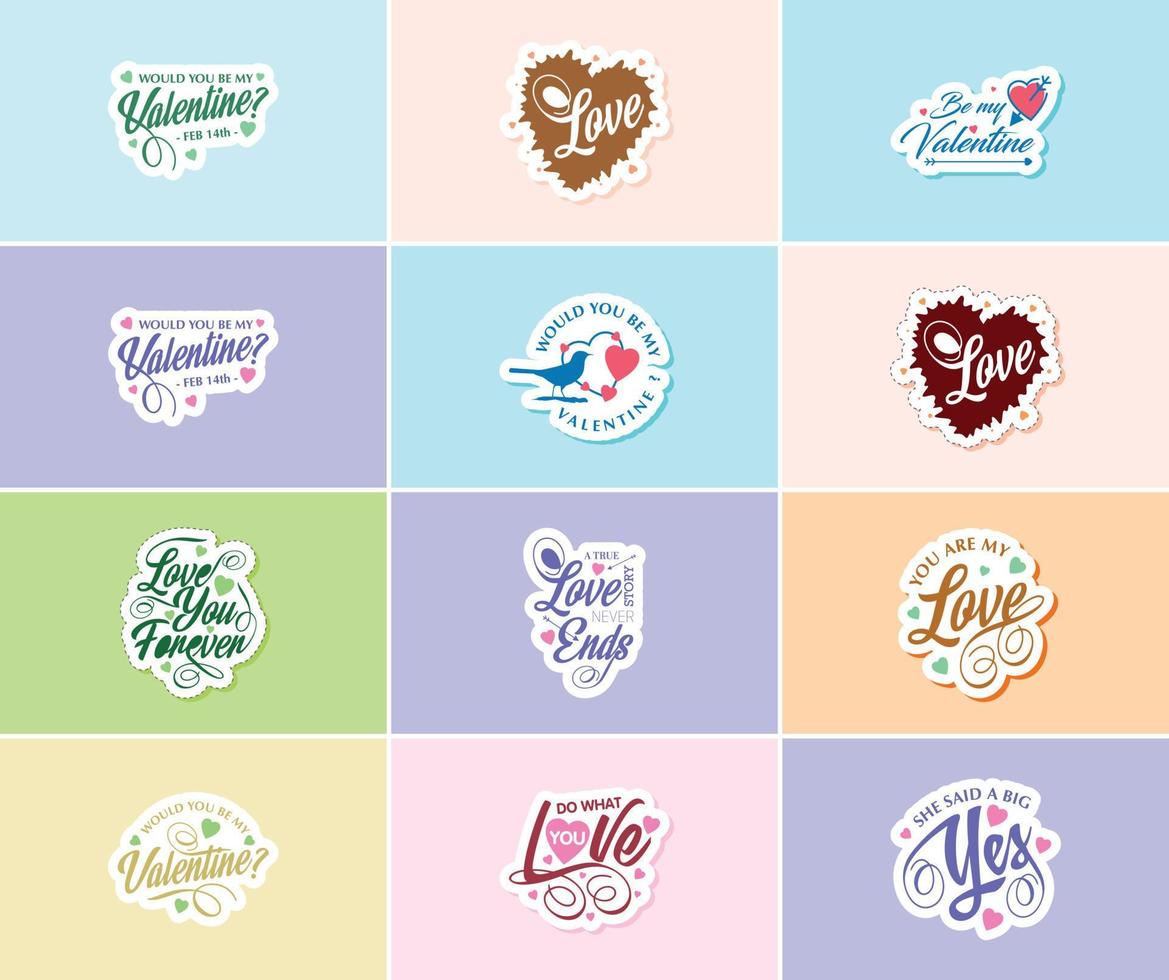 vieren de macht van liefde Aan Valentijnsdag dag stickers vector