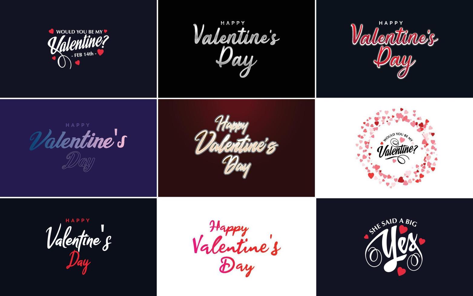 gelukkig Valentijnsdag dag typografie ontwerp met een hartvormig krans en een helling kleur regeling vector