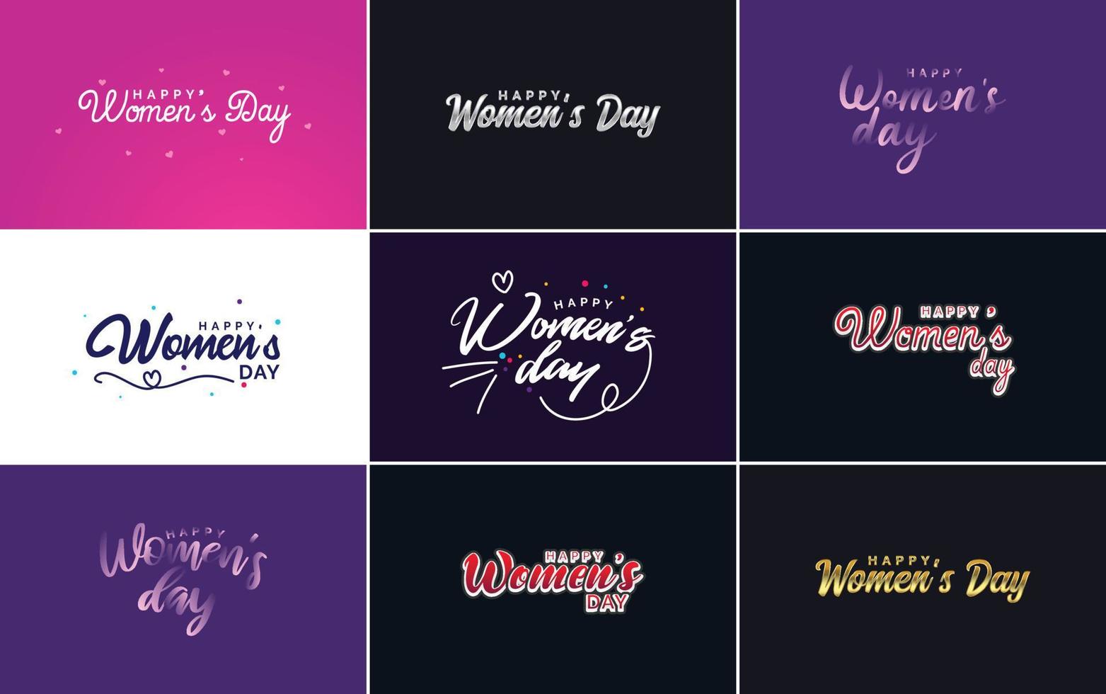 reeks van Internationale vrouwen dag kaarten met een logo vector