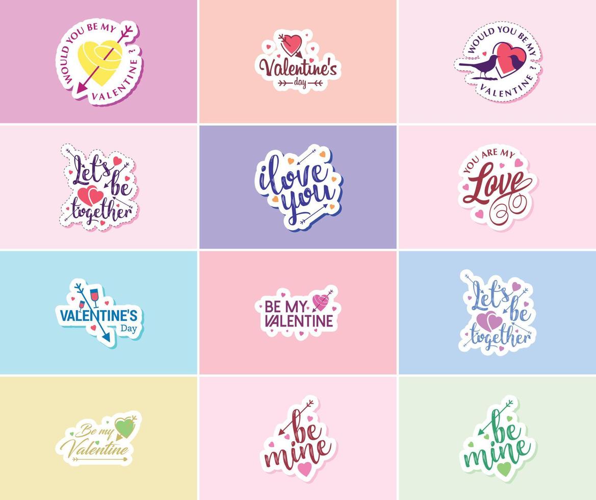 vieren de macht van liefde Aan Valentijnsdag dag stickers vector