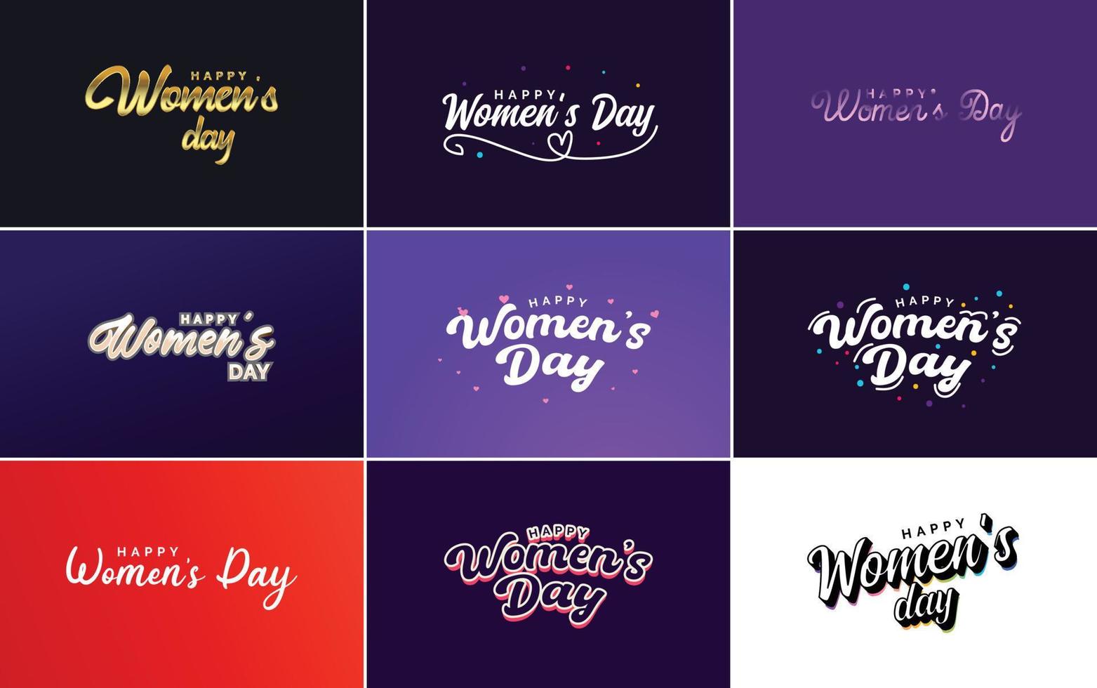 maart 8 typografisch ontwerp reeks met gelukkig vrouwen dag tekst vector