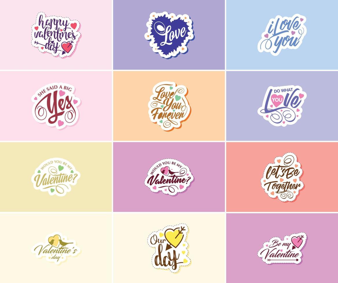 gezegde ik liefde u met mooi Valentijnsdag dag ontwerp stickers vector