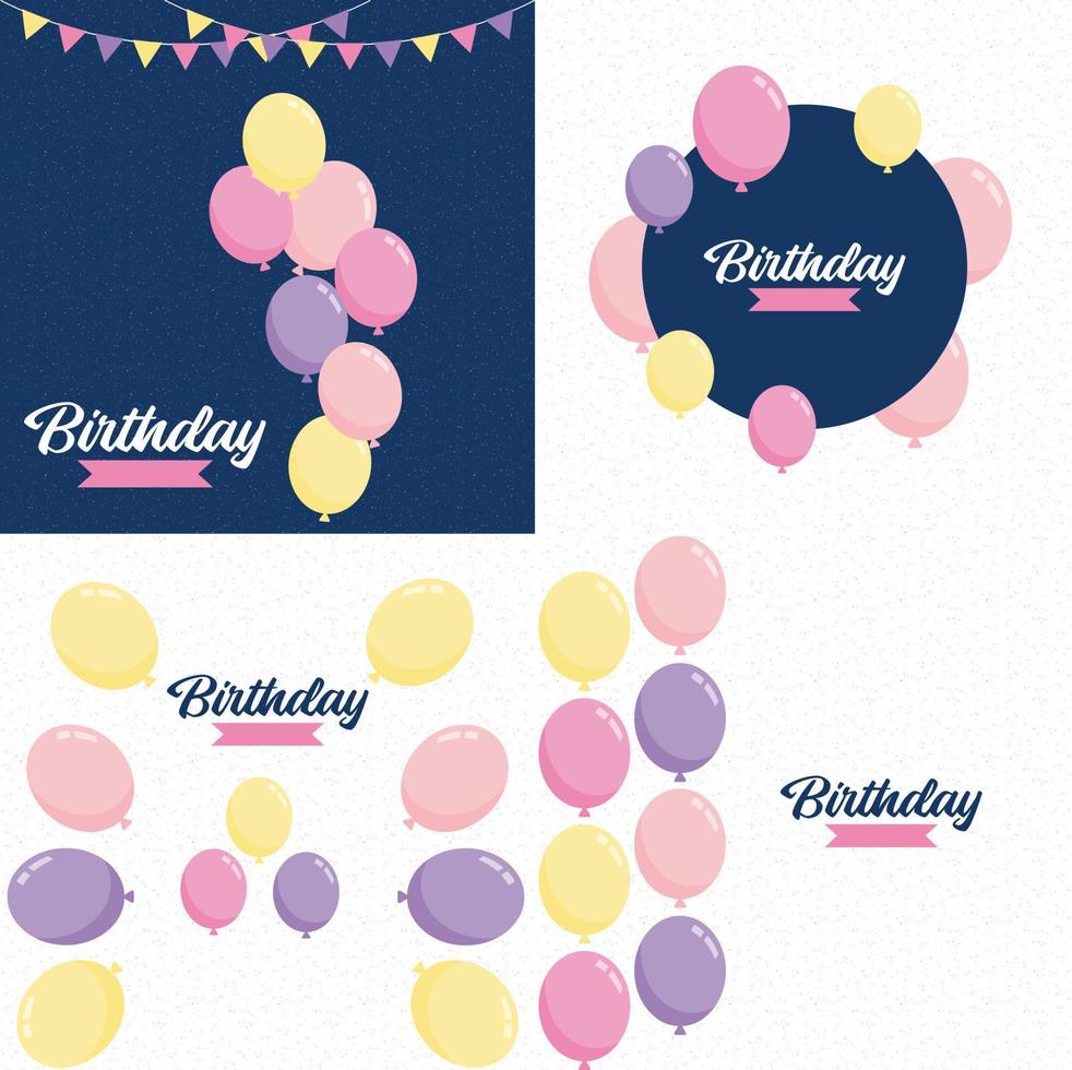 gelukkig verjaardag tekst met een realistisch ballon en vector illustratie van een viering ballon met een kleurrijk vlag achtergrond omvat verjaardag verjaardag licht bokeh en schitteren