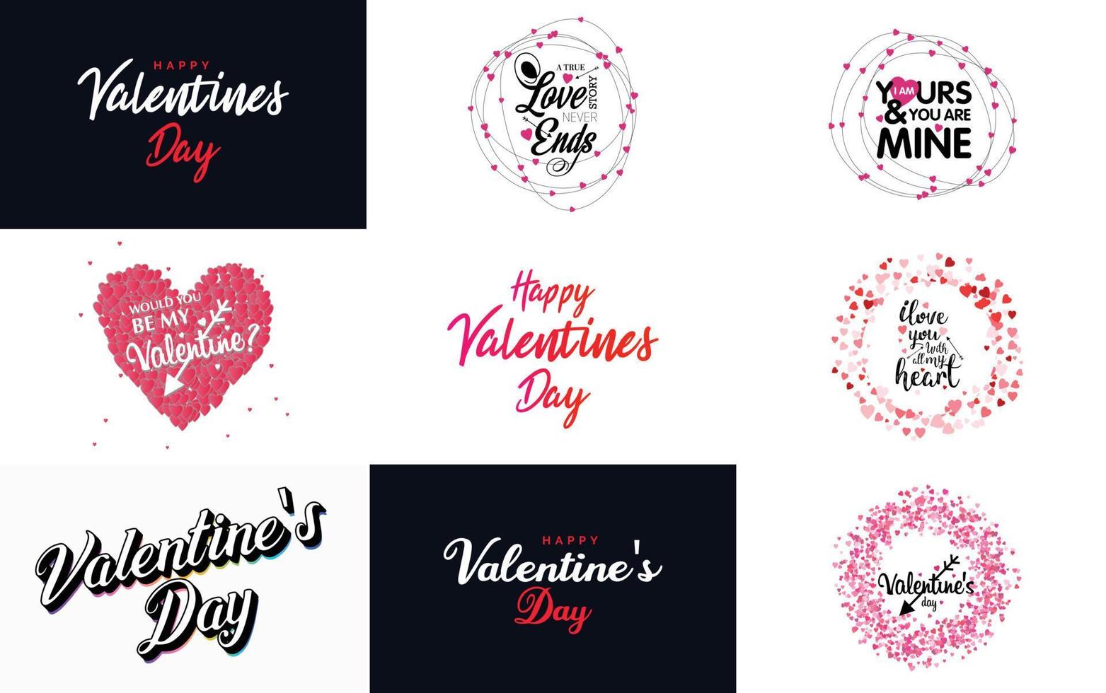 gelukkig Valentijnsdag dag typografie ontwerp met een hartvormig krans en een helling kleur regeling vector