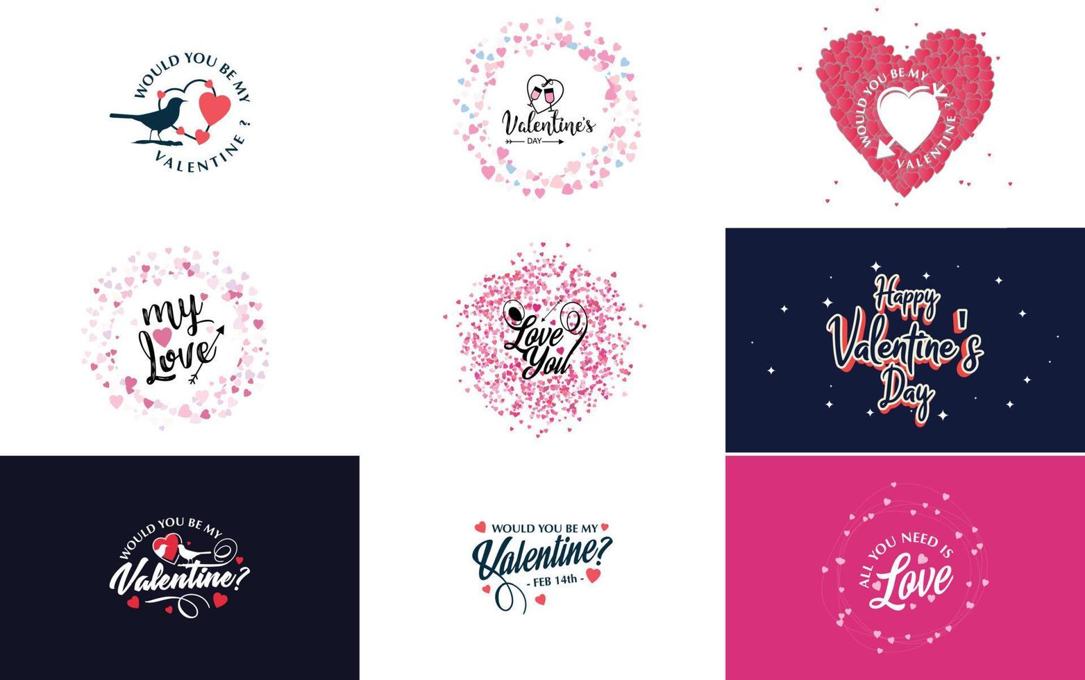 worden mijn Valentijn belettering met een hart ontwerp. geschikt voor gebruik in Valentijnsdag dag kaarten en uitnodigingen vector