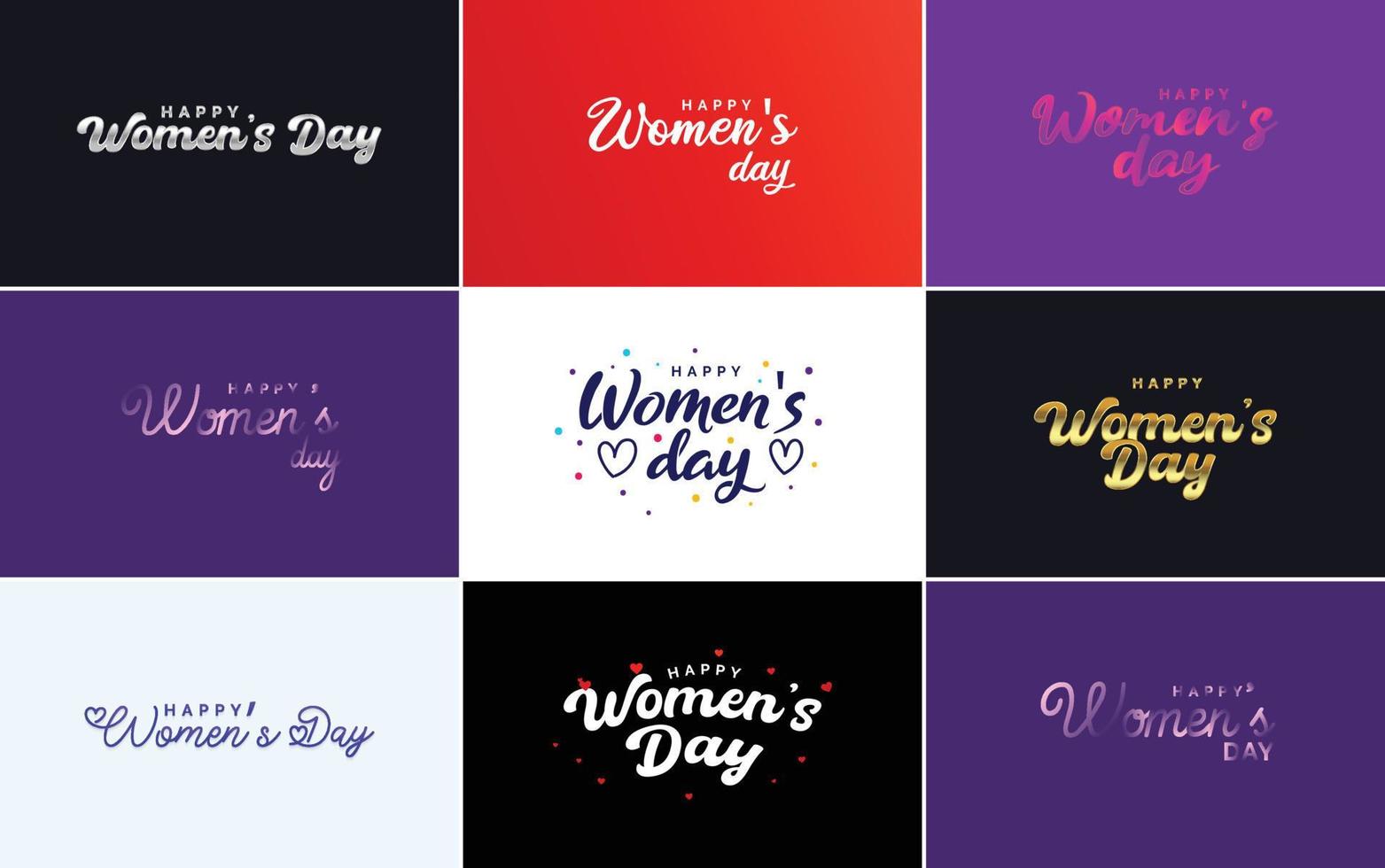 reeks van kaarten met Internationale vrouwen dag logo en een helder. kleurrijk ontwerp vector